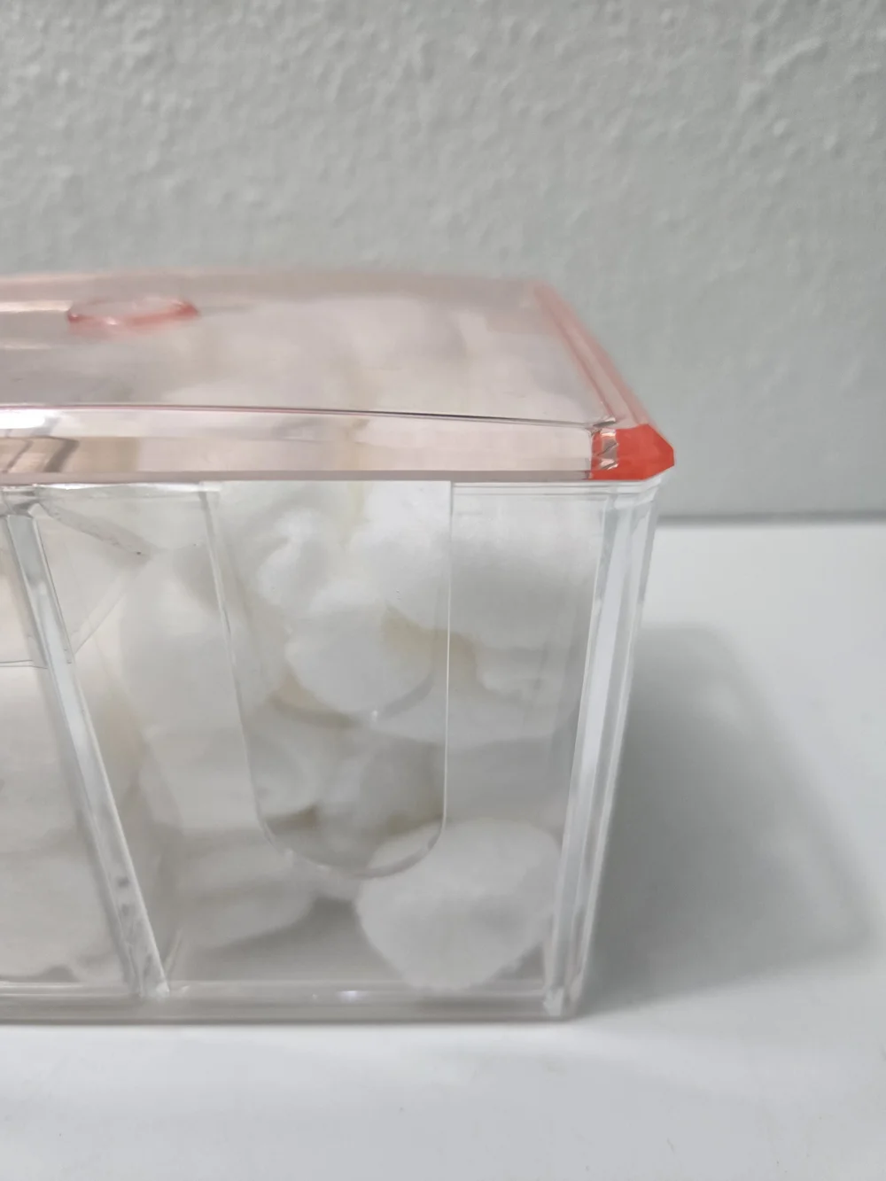 Clear Acrylic Cosmetic Organizer with Pink Lid  Multi-Compartment Storage Plasti